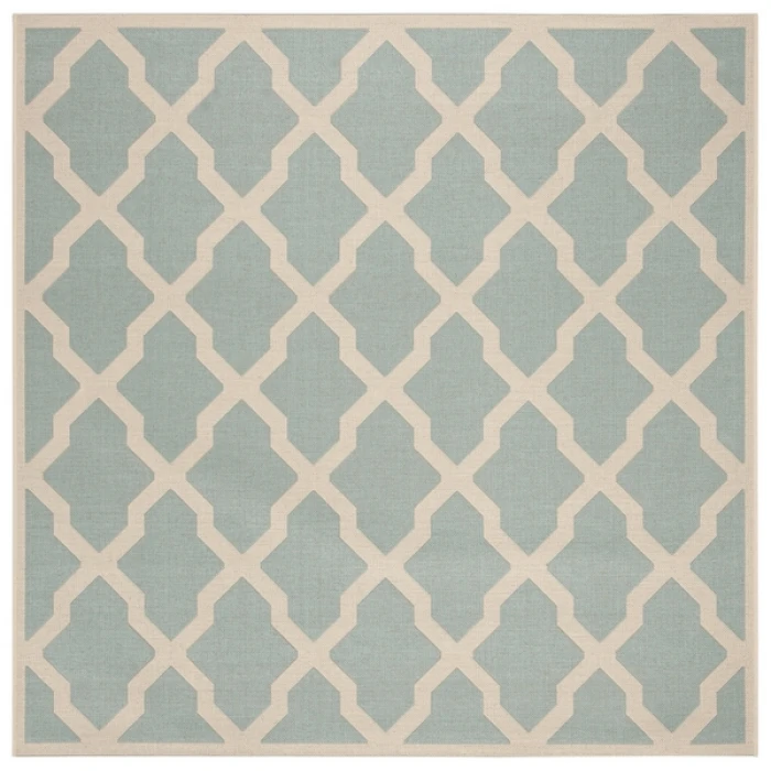 Safavieh Beach House BHS122 Aqua / Cream 6'-7" X 6'-7" Square Area Rug