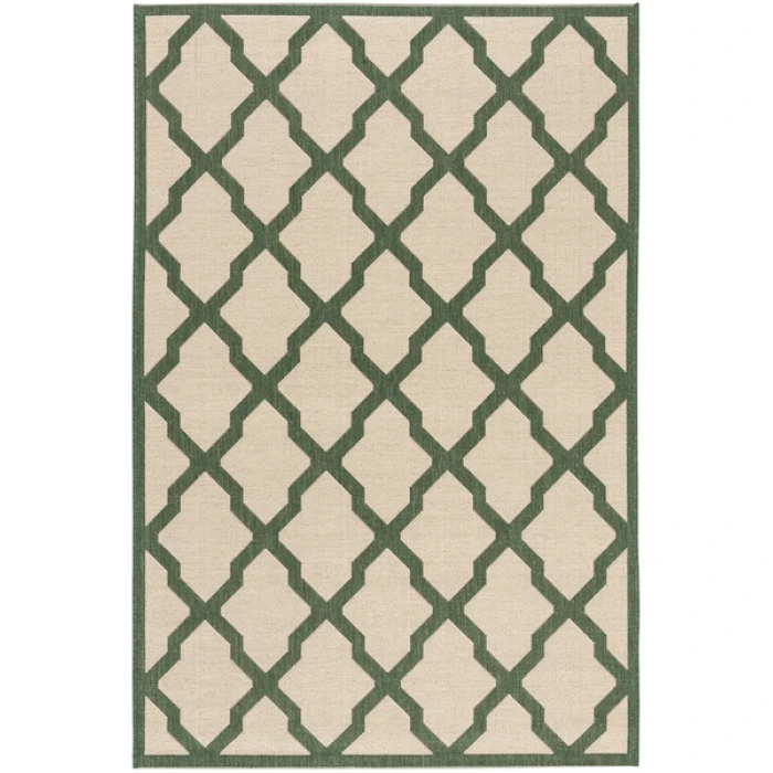 Safavieh Beach House BHS122 Cream / Green 5'-3" X 7'-6" Rectangle Area Rug
