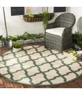 Safavieh Beach House BHS122 Cream / Green 6'-7" X 6'-7" Round Area Rug