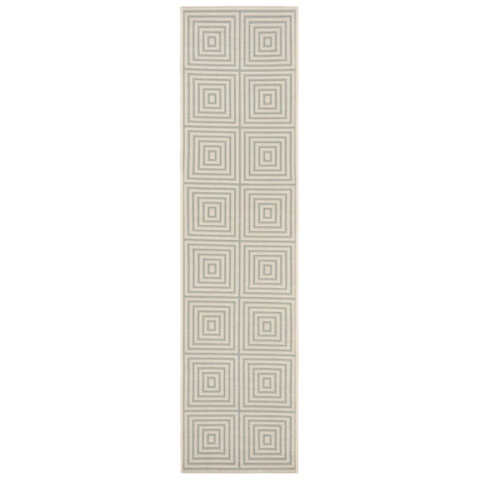 Safavieh Beach House BHS123 Cream / Aqua 2'-2" X 10' Runner Area Rug