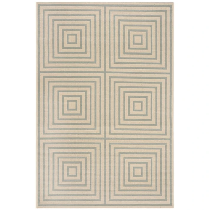 Safavieh Beach House BHS123 Cream / Aqua 5'-3" X 7'-6" Rectangle Area Rug