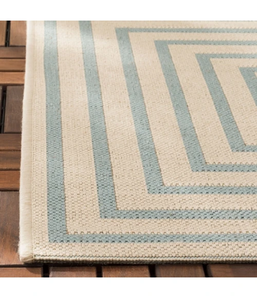 Safavieh Beach House BHS123 Cream / Aqua 2'-2" X 10' Runner Area Rug