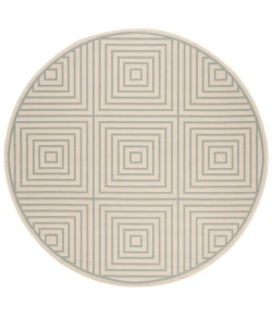Safavieh Beach House BHS123 Cream / Aqua 6'-7" X 6'-7" Round Area Rug