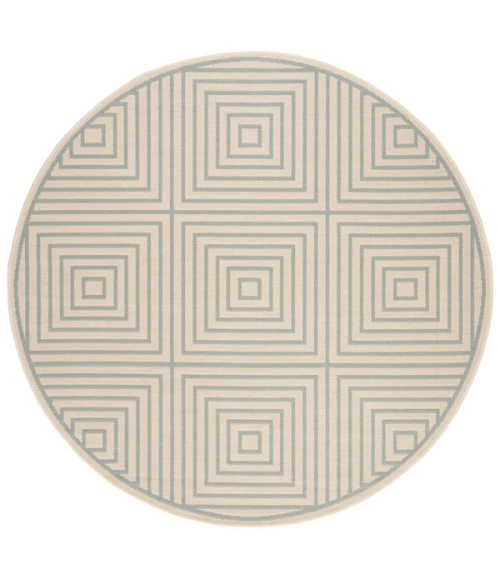 Safavieh Beach House BHS123 Cream / Aqua 6'-7" X 6'-7" Round Area Rug