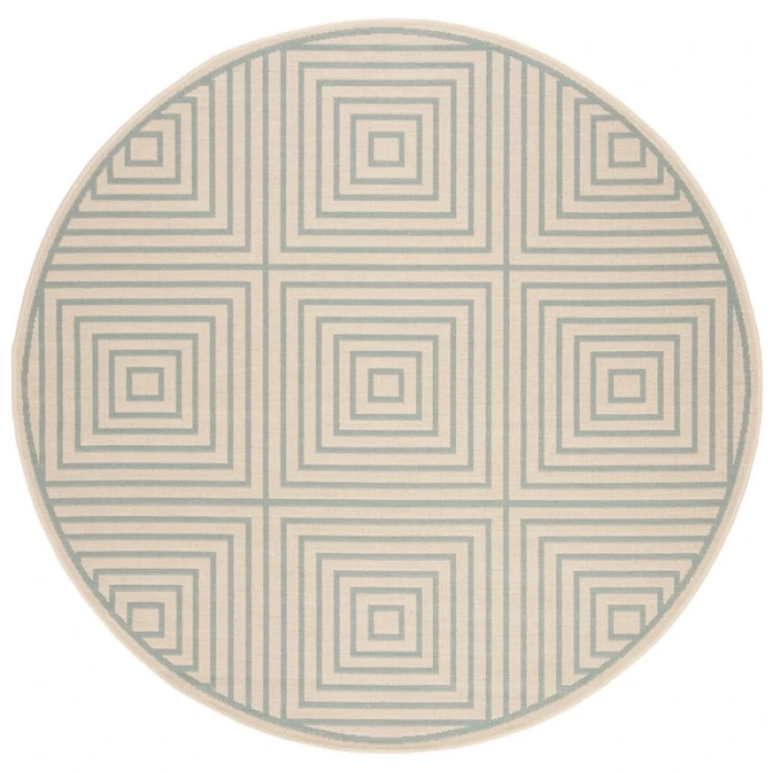 Safavieh Beach House BHS123 Cream / Aqua 6'-7" X 6'-7" Round Area Rug