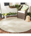 Safavieh Beach House BHS123 Cream / Aqua 6'-7" X 6'-7" Round Area Rug