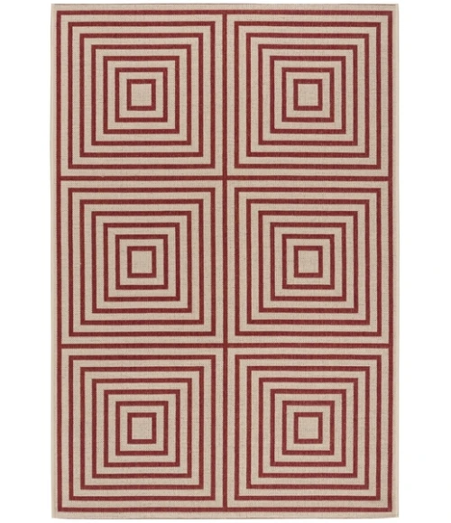 Safavieh Beach House BHS123 Red / Creme 3' X 5' Rectangle Area Rug