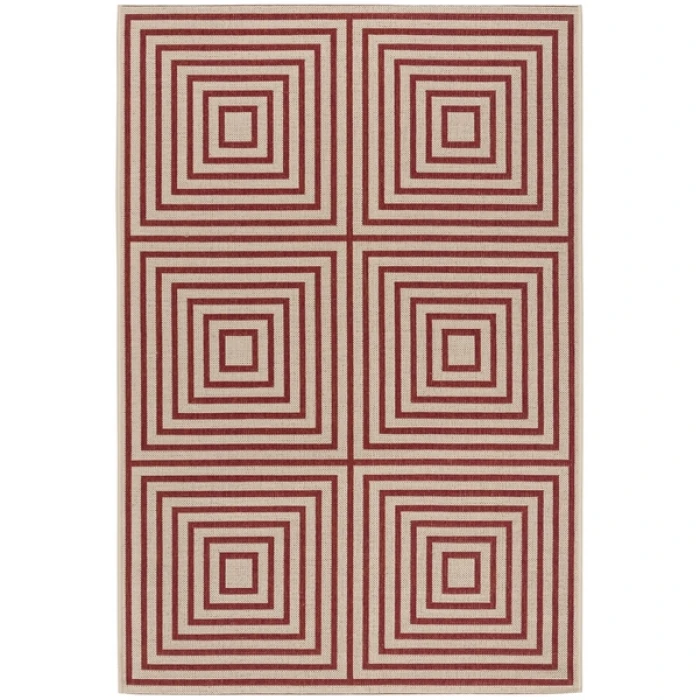 Safavieh Beach House BHS123 Red / Creme 2'-2" X 4' Accent Area Rug