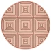 Safavieh Beach House BHS123 Red / Creme 6'-7" X 6'-7" Round Area Rug