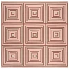 Safavieh Beach House BHS123 Red / Creme 6'-7" X 6'-7" Square Area Rug