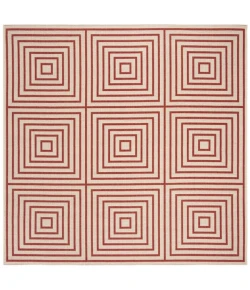 Safavieh Beach House BHS123 Red / Creme 6'-7" X 6'-7" Square Area Rug
