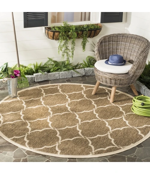 Safavieh Beach House BHS125 Beige / Cream 4' X 4' Round Area Rug