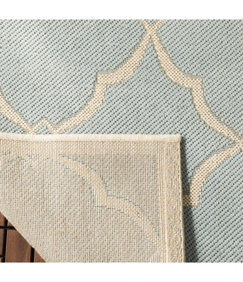 Safavieh Beach House BHS125 Aqua / Cream 6'-7" X 9'-2" Rectangle Area Rug