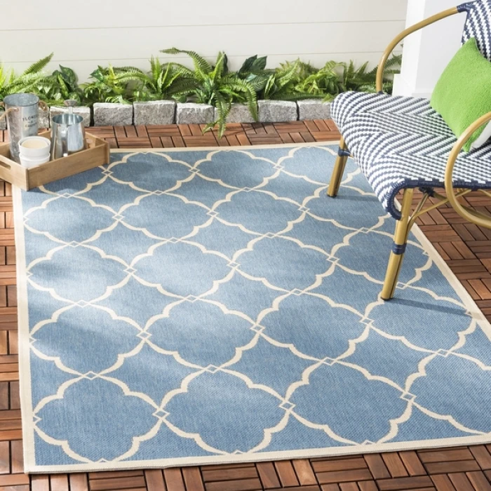 Safavieh Beach House BHS125 Blue / Creme 5'-3" X 7'-6" Rectangle Area Rug