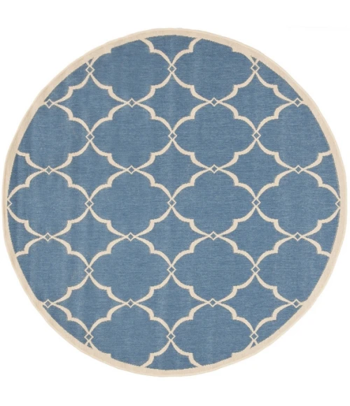 Safavieh Beach House BHS125 Blue / Creme 6'-7" X 6'-7" Round Area Rug