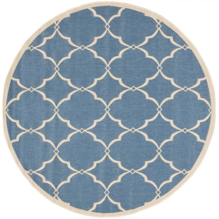 Safavieh Beach House BHS125 Blue / Creme 6'-7" X 6'-7" Round Area Rug