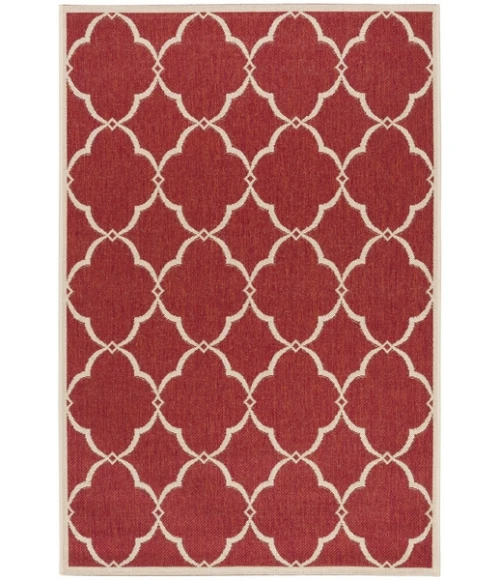 Safavieh Beach House BHS125 Red / Creme 4' X 4' Square Area Rug