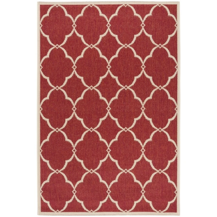 Safavieh Beach House BHS125 Red / Creme 6'-7" X 6'-7" Square Area Rug