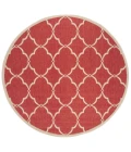 Safavieh Beach House BHS125 Red / Creme 6'-7" X 6'-7" Round Area Rug