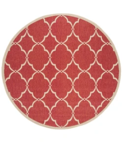 Safavieh Beach House BHS125 Red / Creme 6'-7" X 6'-7" Round Area Rug