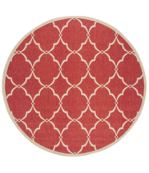 Safavieh Beach House BHS125 Red / Creme 6'-7" X 6'-7" Round Area Rug