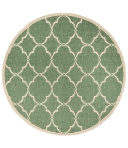 Safavieh Beach House BHS125 Green / Creme 6'-7" X 6'-7" Round Area Rug