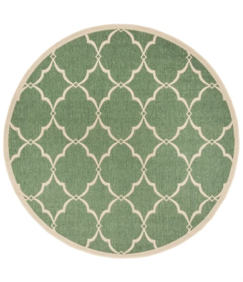 Safavieh Beach House BHS125 Green / Creme 6'-7" X 6'-7" Round Area Rug