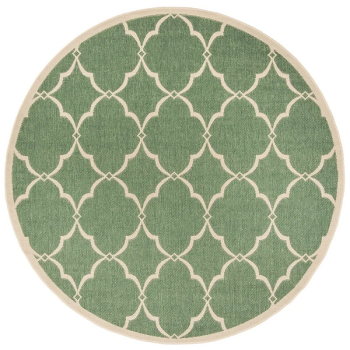 Safavieh Beach House BHS125 Green / Creme 6'-7" X 6'-7" Round Area Rug