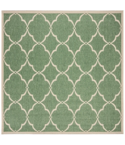 Safavieh Beach House BHS125 Green / Creme 6'-7" X 6'-7" Square Area Rug