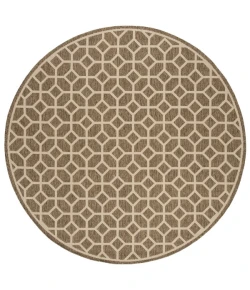 Safavieh Beach House BHS127 Beige / Cream 6'-7" X 6'-7" Round Area Rug