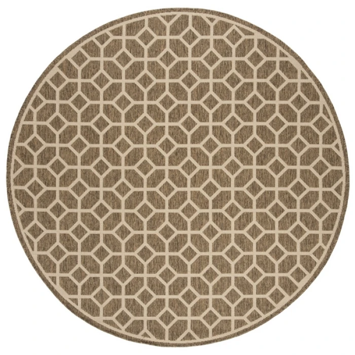 Safavieh Beach House BHS127 Beige / Cream 6'-7" X 6'-7" Round Area Rug