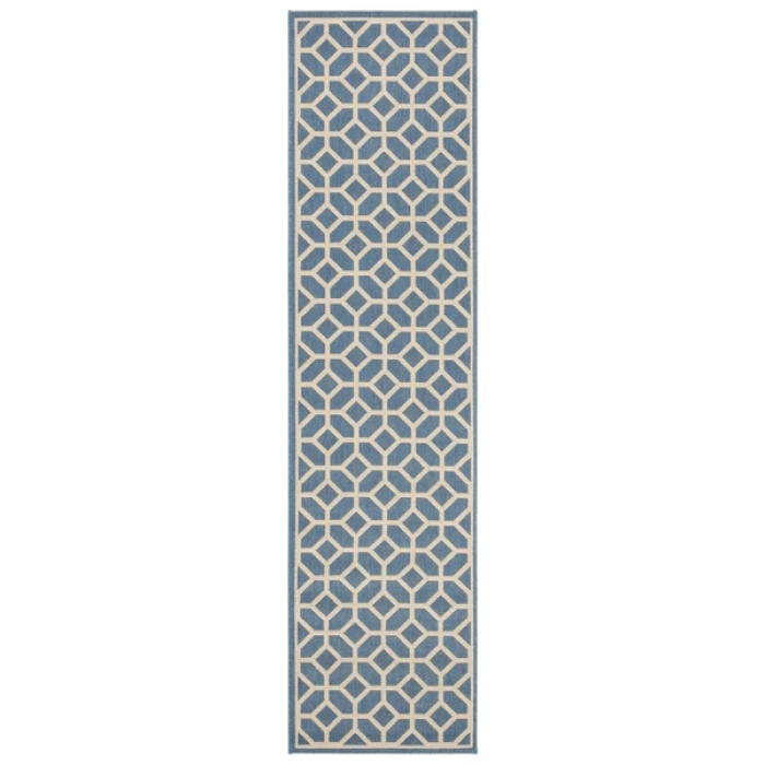 Safavieh Beach House BHS127 Blue / Creme 2'-2" X 12' Runner Area Rug