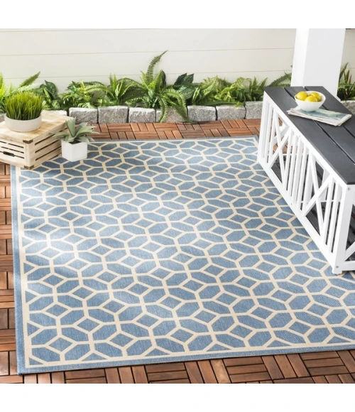 Safavieh Beach House BHS127 Blue / Creme 2'-2" X 4' Accent Area Rug
