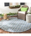 Safavieh Beach House BHS127 Blue / Creme 6'-7" X 6'-7" Round Area Rug