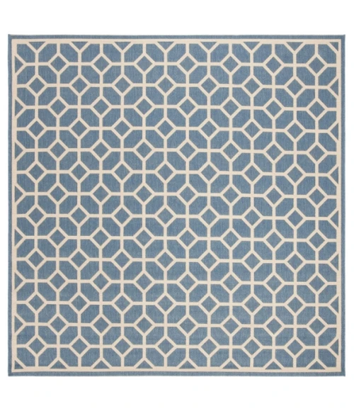 Safavieh Beach House BHS127 Blue / Creme 6'-7" X 6'-7" Square Area Rug
