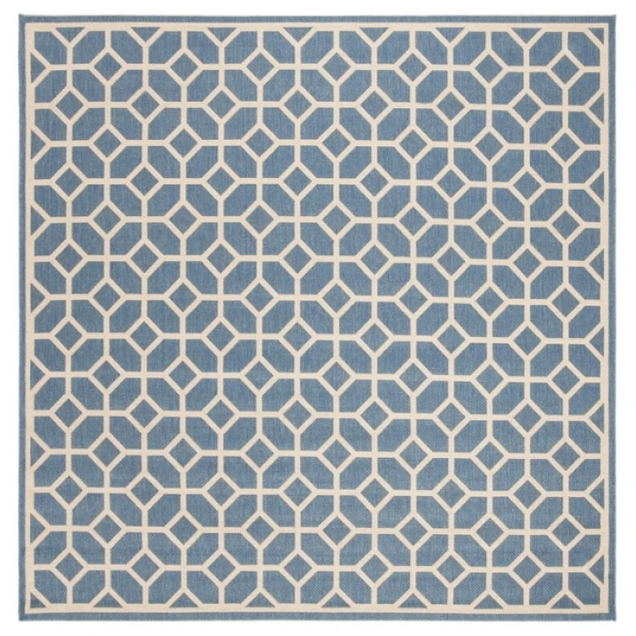 Safavieh Beach House BHS127 Blue / Creme 6'-7" X 6'-7" Square Area Rug