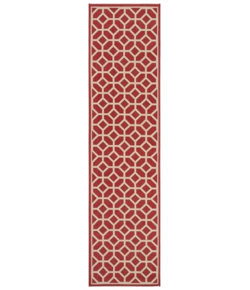 Safavieh Beach House BHS127 Red / Creme 2'-2" X 6' Runner Area Rug