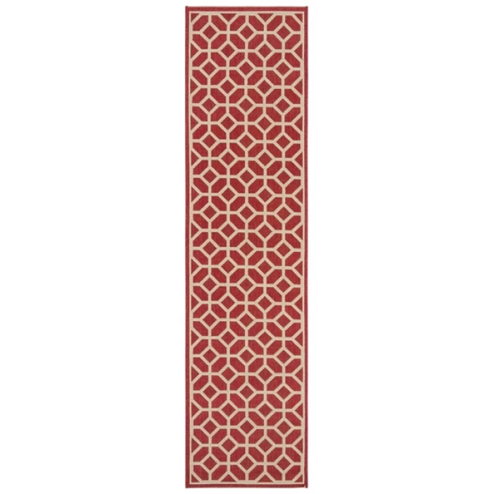 Safavieh Beach House BHS127 Red / Creme 2'-2" X 8' Runner Area Rug