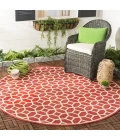 Safavieh Beach House BHS127 Red / Creme 6'-7" X 6'-7" Round Area Rug