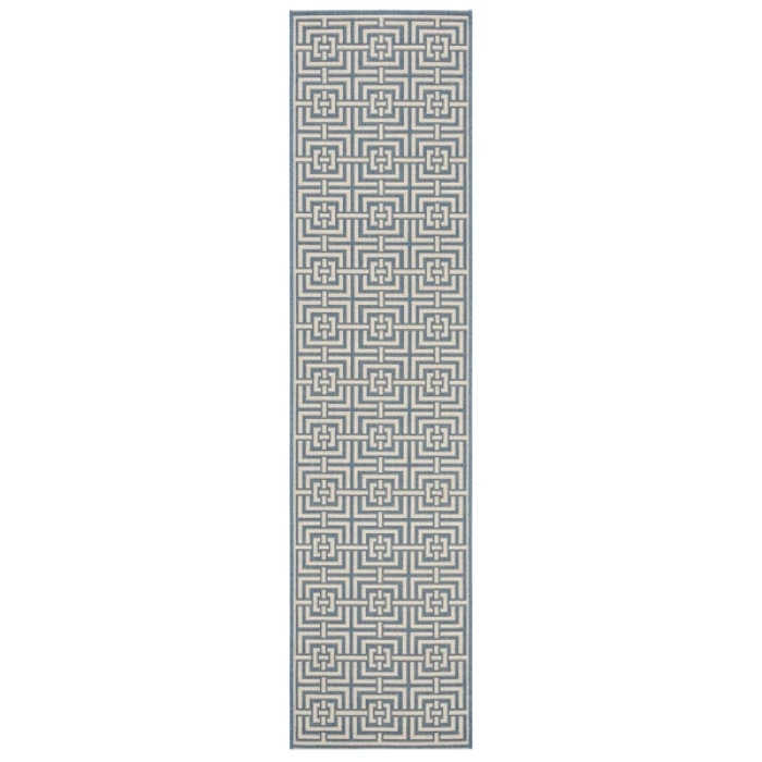 Safavieh Beach House BHS128 Blue / Creme 2'-2" X 10' Runner Area Rug