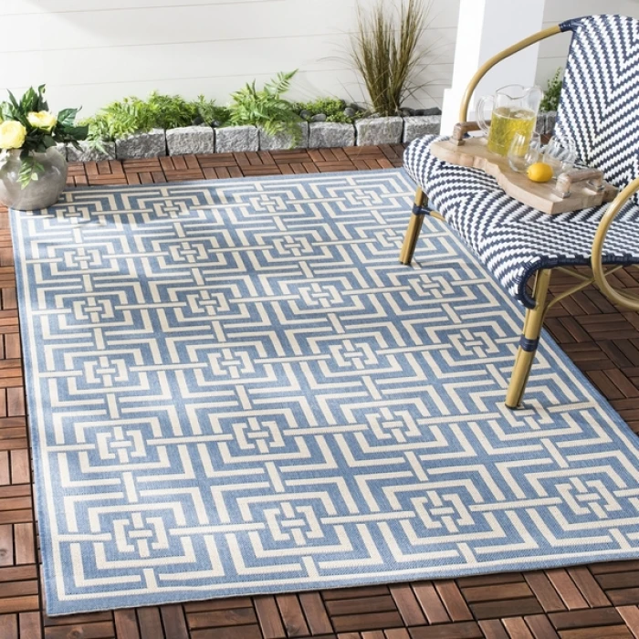 Safavieh Beach House BHS128 Blue / Creme 3' X 5' Rectangle Area Rug