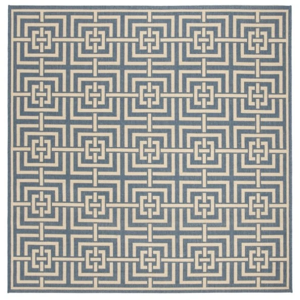 Safavieh Beach House BHS128 Blue / Creme 6'-7" X 6'-7" Square Area Rug