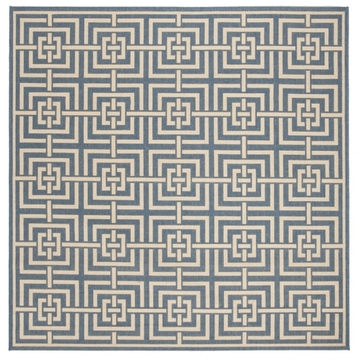 Safavieh Beach House BHS128 Blue / Creme 6'-7" X 6'-7" Square Area Rug