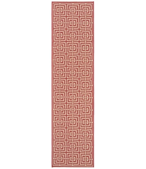 Safavieh Beach House BHS128 Red / Creme 2'-2" X 6' Runner Area Rug