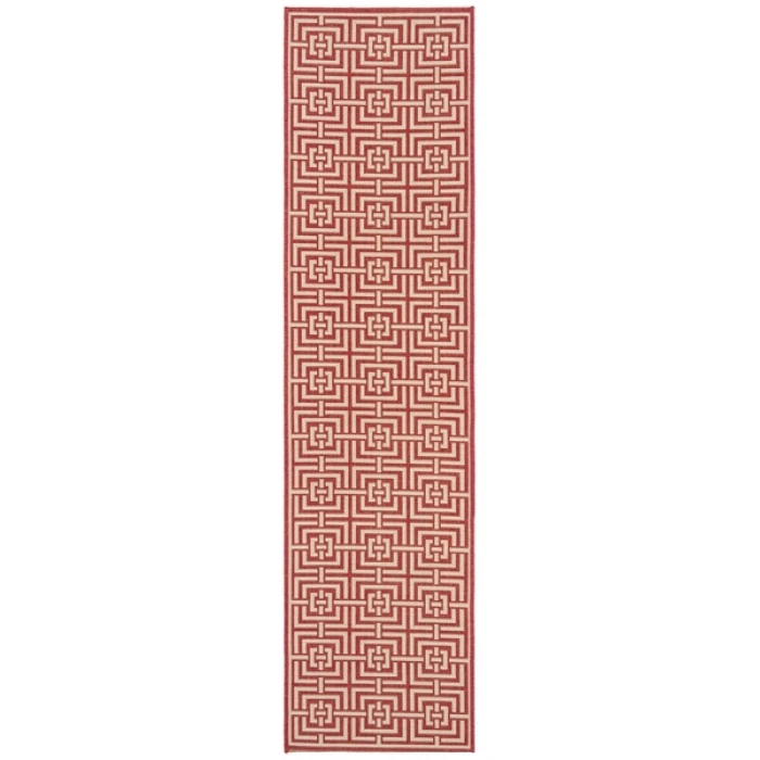Safavieh Beach House BHS128 Red / Creme 2'-2" X 10' Runner Area Rug