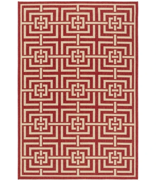 Safavieh Beach House BHS128 Red / Creme 4' X 6' Rectangle Area Rug