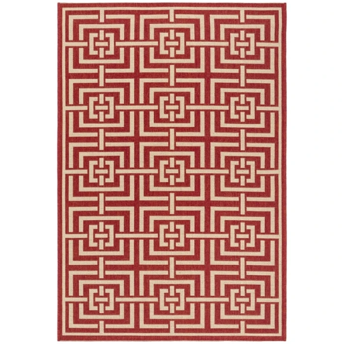 Safavieh Beach House BHS128 Red / Creme 5'-3" X 7'-6" Rectangle Area Rug