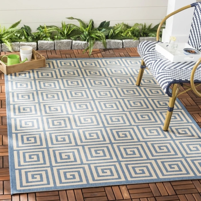 Safavieh Beach House BHS129 Cream / Blue 3' X 5' Rectangle Area Rug