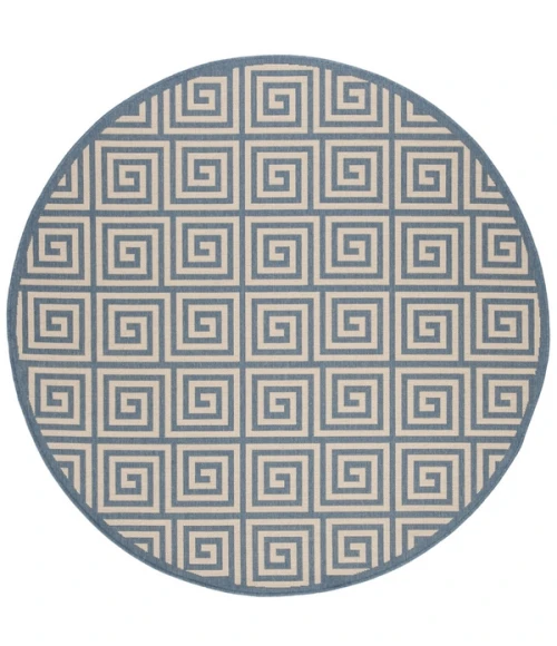 Safavieh Beach House BHS129 Cream / Blue 6'-7" X 6'-7" Round Area Rug
