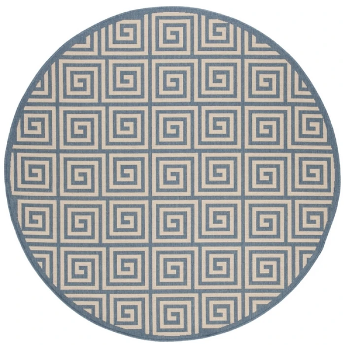 Safavieh Beach House BHS129 Cream / Blue 6'-7" X 6'-7" Round Area Rug